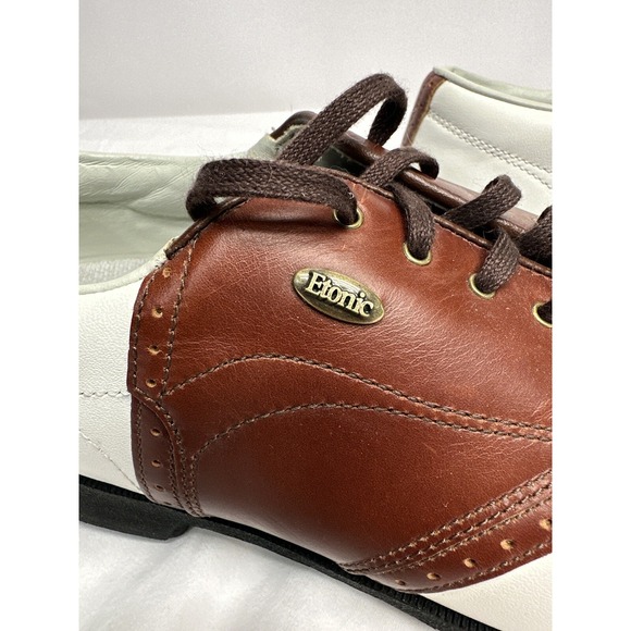 NWT Etonic Comfort Q Loc System Mens Golf‎ Shoes White & Brown Size Small 10M - Picture 9 of 16